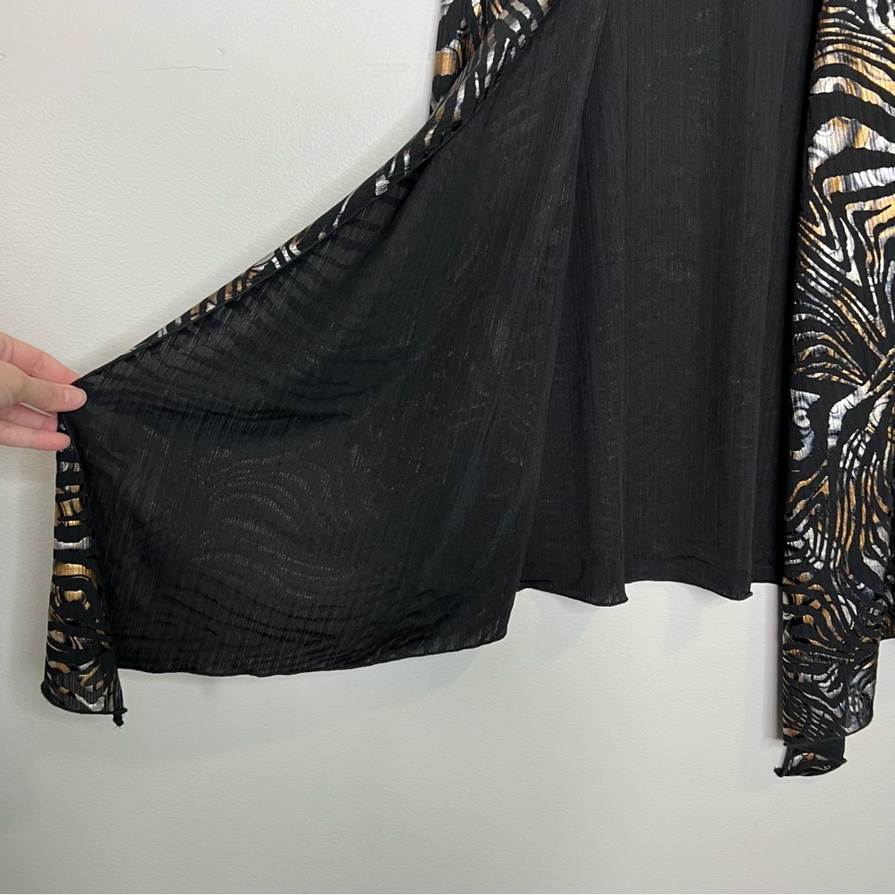 CHICO'S Glam Metallic Gold Silver and Black Open Front Cardigan Layer size 1 - Picture 8 of 10